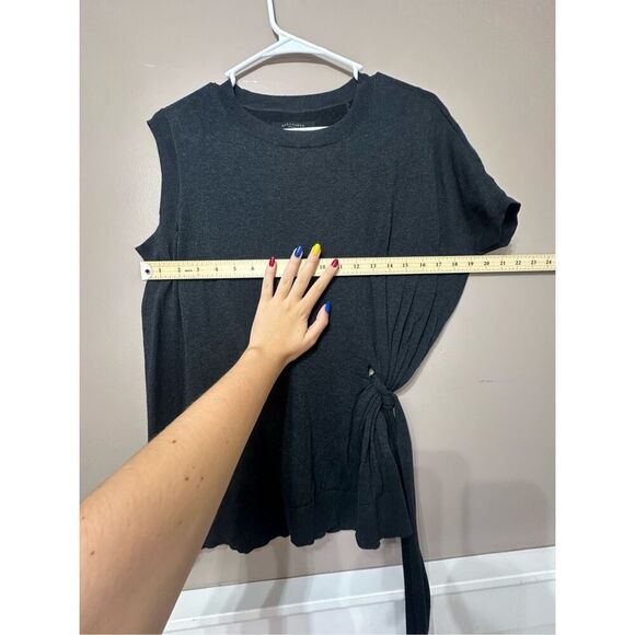 AllSaints Shera Knit Belted Side Tie Short Sleeve Dark Gray Women's Top Small - Picture 7 of 11